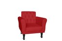 Ver imagem 2 de Kit 2 Poltronas Decorativa Classic Suede Vermelho Pés Madeira Ms Decor