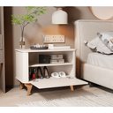 Ver imagem 2 de Mesa de Cabeceira Mesa de Cabeceira Quarto Casal Solteiro Arumã MDF Design Moderno