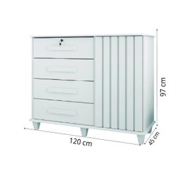 Cômoda Sapateira Grécia com Chave 1 Porta 4 Gavetas Ripado Flex Branco RV Móveis - 4
