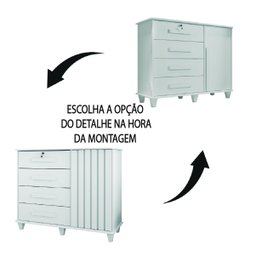 Cômoda Sapateira Grécia com Chave 1 Porta 4 Gavetas Ripado Flex Branco RV Móveis - 3