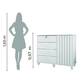 Cômoda Sapateira Grécia com Chave 1 Porta 4 Gavetas Ripado Flex Branco RV Móveis - 7