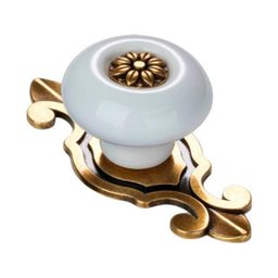 Kit 10 Puxadores Porcelana Cerâmica Móvel Branco Com Base - 1