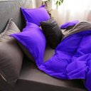 Ver imagem 2 de Jogo De Cama Casal Comum 7 Peças Com Edredom Roxo Cinza