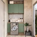 Ver imagem 2 de Lavanderia Modulada Kappesberg Celeste 3 Peças Nogueira/verde 120cm