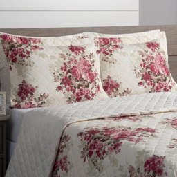 Cobre Leito Casal King Fascinio 03 Peças - Floral Vermelho - 1