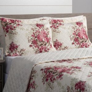 Cobre Leito Casal King Fascinio 03 Peças - Floral Vermelho