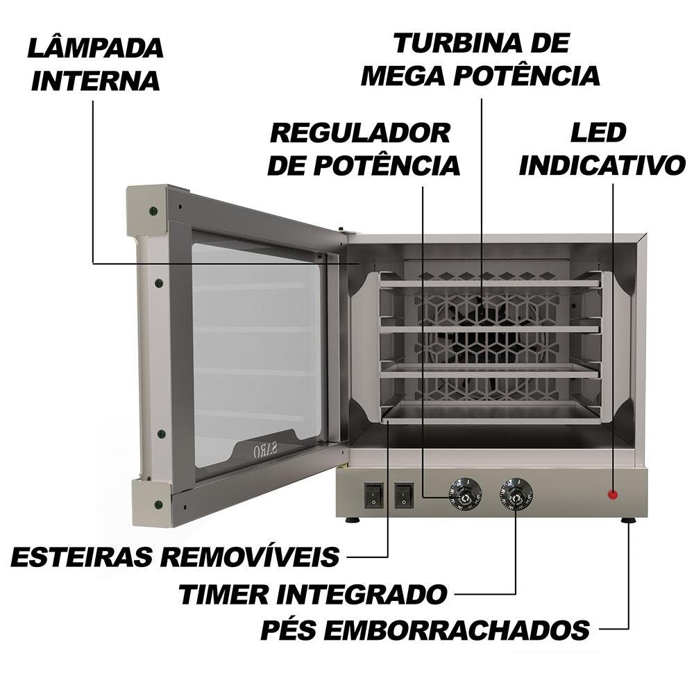 Forno Turbo Elétrico Saro 70 Litros com 4 Esteiras FT - 8