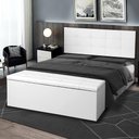 Ver imagem 2 de Kit Cabeceira Painel e Calçadeira Baú Queen 1,60m Roma Material Sintético Branco Sky Mobile