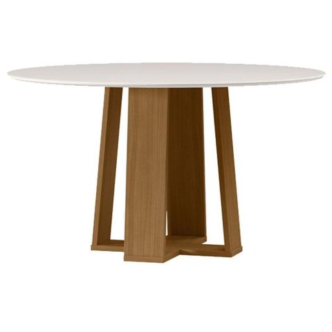 Mesa de Jantar Isabela 135x135 Cm com Vidro Ype Off White - New Ceval