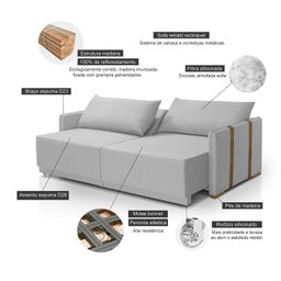 Sofá Cama Mônaco 166 Cm Retrátil Redenobre:cinza Claro - 8