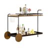 Carrinho Bar Agnes com Rodízios e Prateleiras Imbuia Mel Estrutura Metálica Preto - 2
