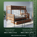 Ver imagem 3 de Treliche Casal Madeira Cama Auxiliar Solteiro Escada:Castanho Claro