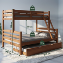 Ver imagem 2 de Treliche Casal Madeira Cama Auxiliar Solteiro Escada:Castanho Claro