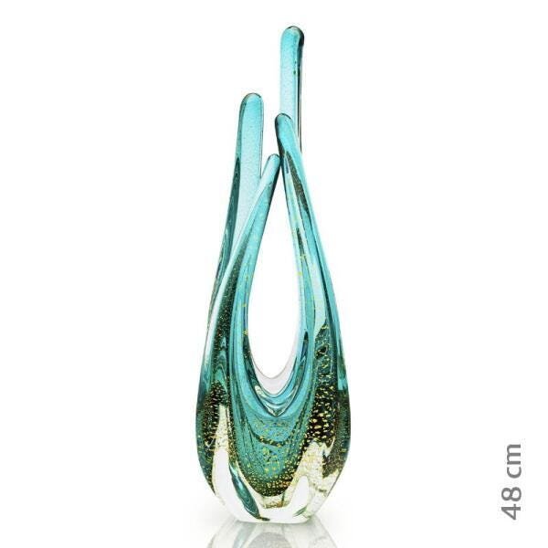 Escultura Cristal Murano Esmeralda E Ouro 24 K São Marcos - 2