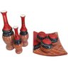 Conjunto Centro Mesa Decorativo Enfeite Ceramica Vermelho - 1