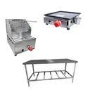 Ver imagem 1 de Kit Lanchonete Mesa de Manipulação 190x70cm + Fritadeira a Gás 1 Cuba + Chapa a Gás 30cm