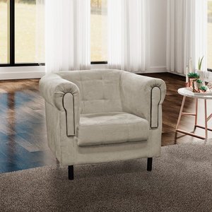 Poltrona Cadeira Olivia Para Sala de Estar Escritório Consultório Suede Bege - Ninho Decor