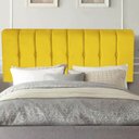 Ver imagem 1 de Painel Estofada Kiara 195cm King Size Box Quarto Suede Amarelo - Ahazzo Móveis