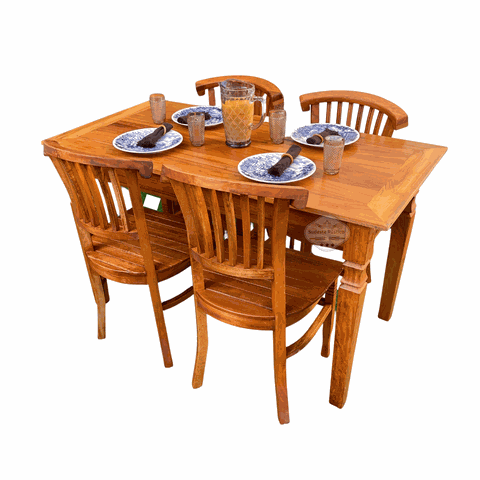 Mesa Madeira de Demolição 140cm X 70cm com 4 Cadeiras Leque Sudeste Rústico