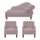 Ver imagem 1 de Recamier Larissa 150 cm e 2 Poltronas Genesis Suede Rose - LM DECOR