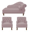 Ver imagem 1 de Recamier Larissa 150 cm e 2 Poltronas Genesis Suede Rose - LM DECOR