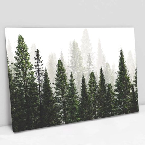 Quadro Decorativo em Canvas Árvores - Moldura Madeira - 120 x 80cm