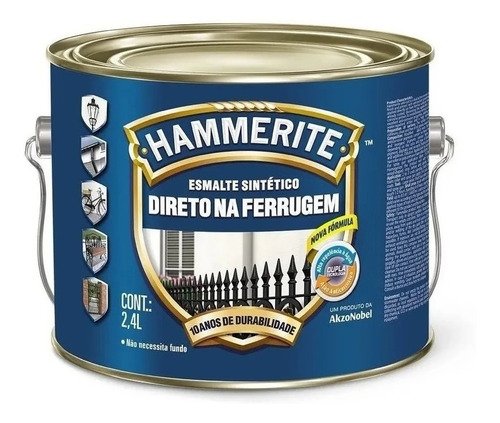 Tinta Hammerite Direto na Ferrugem - 2,4l - Coral:prata Brilhante