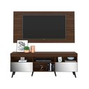 Ver imagem 1 de Rack com Painel Retrô com Espelho para TV até 65" Multimóveis Flórida FG3138 Madeirado/Preto