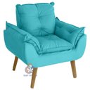 Ver imagem 1 de Poltrona/cadeira Decorativa Glamour Azul Turquesa com Pés Quadrado Azul Turquesa