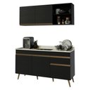 Ver imagem 2 de Armário Cozinha Modulada Compacta Balcão com Pia 150cm Florença Multimóveis MCR2468 Preto/Creme