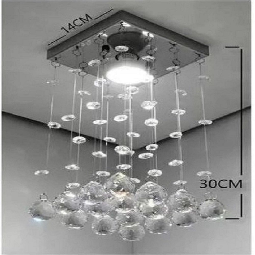 Lustre para Sala, Quarto, Banheiro em Cristal K9 Base 14x14:30cm