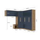 Ver imagem 3 de Quarto Modular Kappesberg Adapt Nogueira/azul Profundo 6 Peças 260cm X 256cm