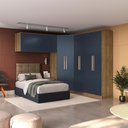 Ver imagem 2 de Quarto Modular Kappesberg Adapt Nogueira/azul Profundo 6 Peças 260cm X 256cm