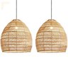 2 Pendente Fibra Natural Rattan Artesanal Restaurante Nat15 - 1