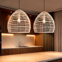 Ver imagem 7 de 2 Pendente Fibra Natural Rattan Artesanal Restaurante NAT15