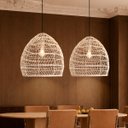 Ver imagem 1 de 2 Pendente Fibra Natural Rattan Artesanal Restaurante NAT15