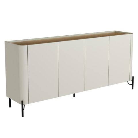 Aparador Buffet para Sala de Jantar 4 Portas Pés Industrial Preto Naim I03 Luna Louro - Lyam Decor