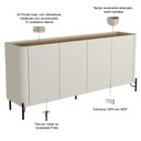 Ver imagem 3 de Aparador Buffet para Sala de Jantar 4 Portas Pés Industrial Preto Naim I03 Luna Louro - Lyam Decor