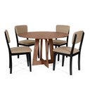 Ver imagem 1 de Mesa de Jantar Redonda Montreal Noronha com 4 Cadeiras Estofadas Ella Preto/marrom Claro