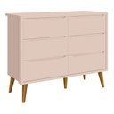 Ver imagem 3 de Jogo de Quarto Infantil Theo Cômoda 6 Gavetas e Berço MDF Rosa Fosco com Pés Amadeirado Reller