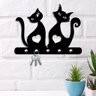 Porta Chaves de Parede 6mm Casal Gato Preto Decorativo Mdf - 1