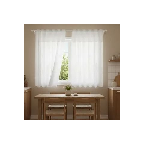 Cortina Renda Cozinha Tulipa Branca 2,00LARG X 1,30ALT