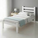Ver imagem 1 de Cama de Solteiro Rubi Madeira Maciça Resistente Branco Repleta