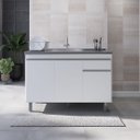 Ver imagem 2 de Balcão P/ Pia de Inox 120cm Branco 3 Portas 1 Gaveta S/ Tampo