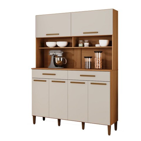 Kit Italia 6 Portas 2 Gavetas 6 Estantes Arte Moveis Cinamomo/Off White