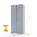 Ver imagem 2 de ARMÁRIO DE AÇO 2 PORTAS 162X75X40 PANDIN AP408SL - CINZA