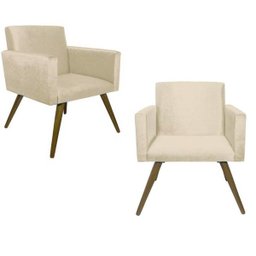 Kit 2 Poltronas Decorativa Para Sala Nina Suede Bege - 1