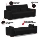 Ver imagem 6 de Sofá Cama 02 lugares Lisboa Linho Pés de Madeira - D’Rossi - A79 Preto