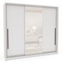 Ver imagem 3 de Guarda Roupa Roupeiro 3 Portas de Correr 4 Gavetas com Espelho Valência Branco Politorno Móveis