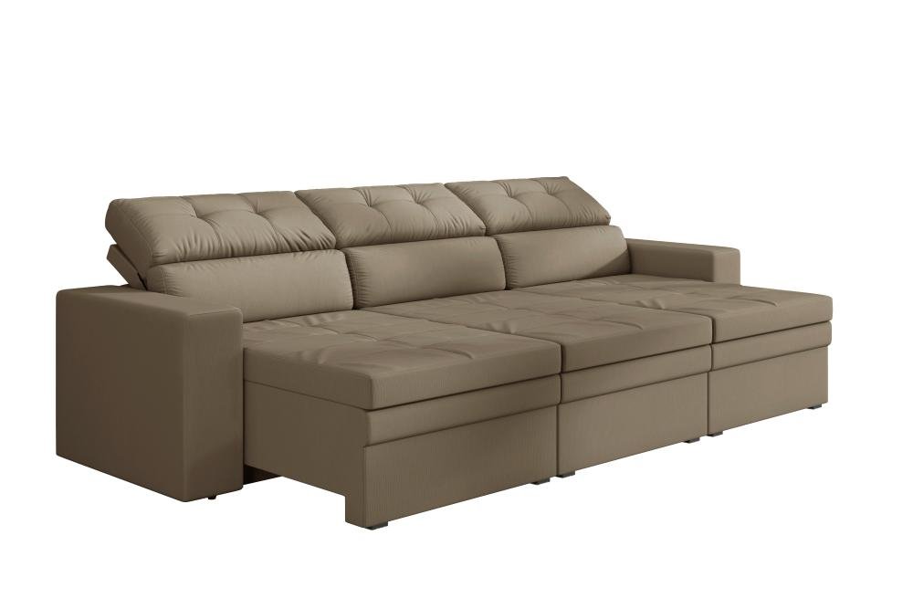 Sofá Retrátil e Reclinável 3 Lugares Malta 2,10 Velutex Castor MadeiraMadeira